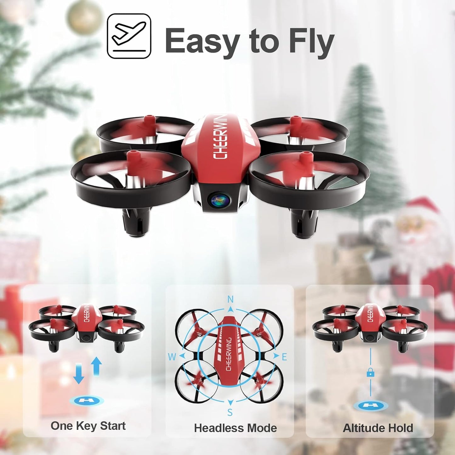 Cheerwing CW10 Mini Drone for Kids WiFi FPV Drone with Camera, RC Drone Gift Toy for Boys and Girls with Auto Hovering, Voice Control