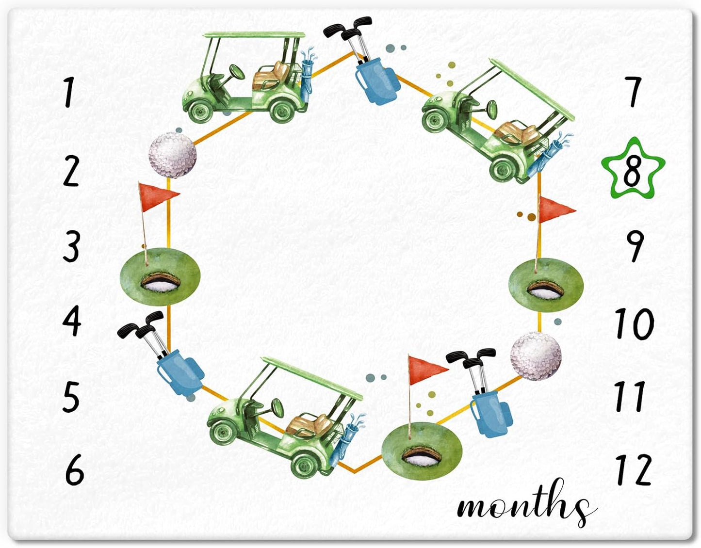 Golf Print Baby Monthly Milestone Blanket Newborn Baby Boy Green Gender Neutral Newborn and Nursery Essentials Personalized Ideas for Nursery Decor (Green, Golf)