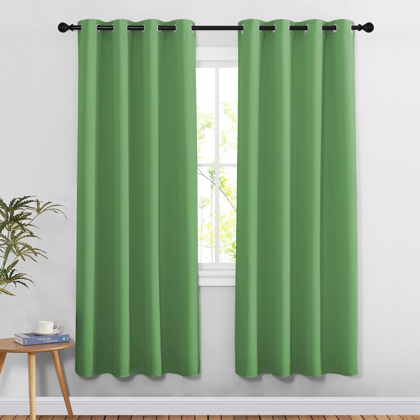 NICETOWN Blackout 78 inch Curtains for Doorway 2 Panels Set, Grommet Thermal Insulated Room Darkening Door Curtains Sound Reducing for Bedroom/Home Office, Forest Green, W52 x L78