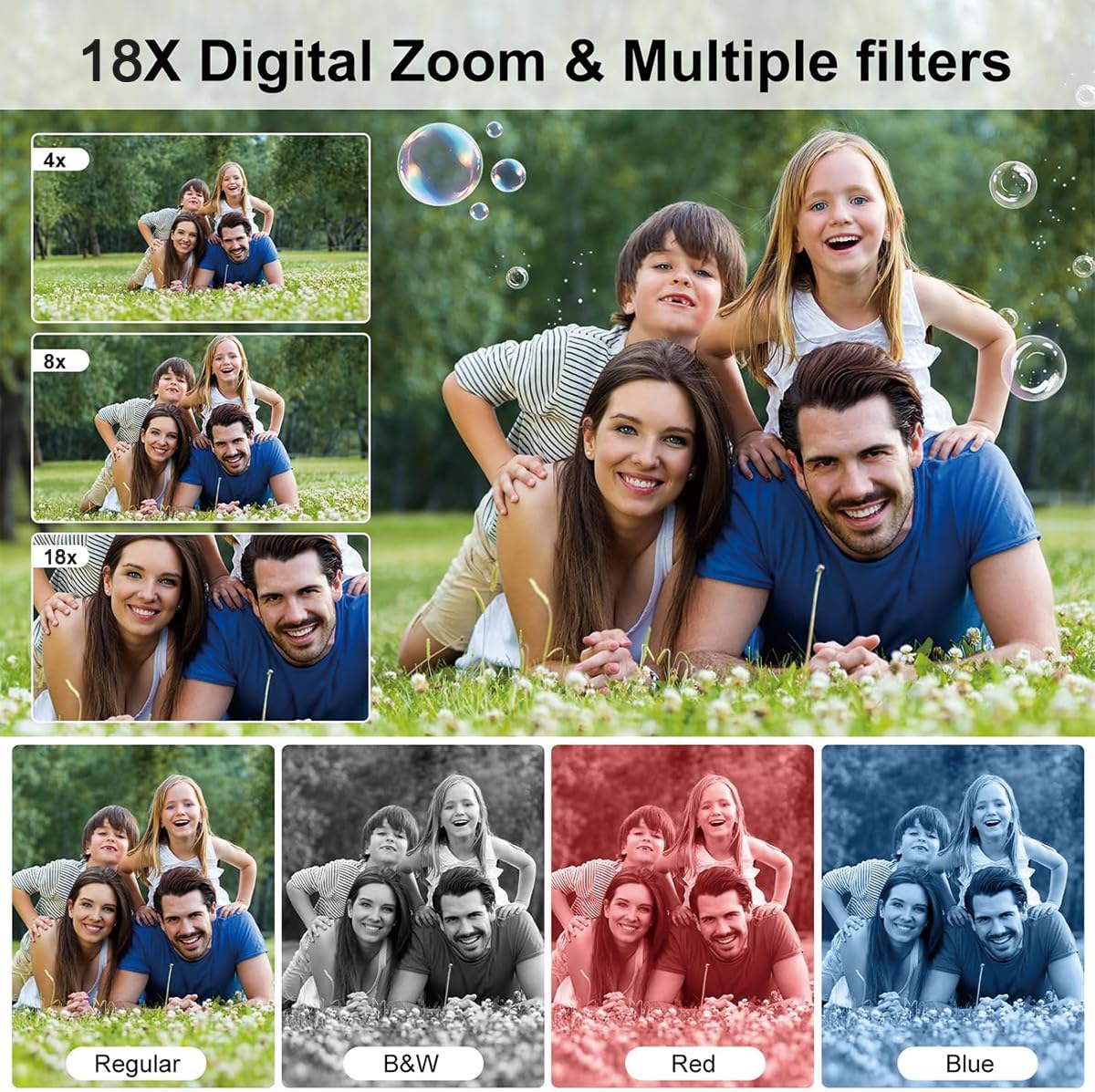 Digital Camera,Autofocus 4K Vlogging Camera for Photography with 32GB Card,48MP Portable Compact Point and Shoot Kids Digital Cameras for Kids Boys Girls with 18X Zoom,Anti-Shake