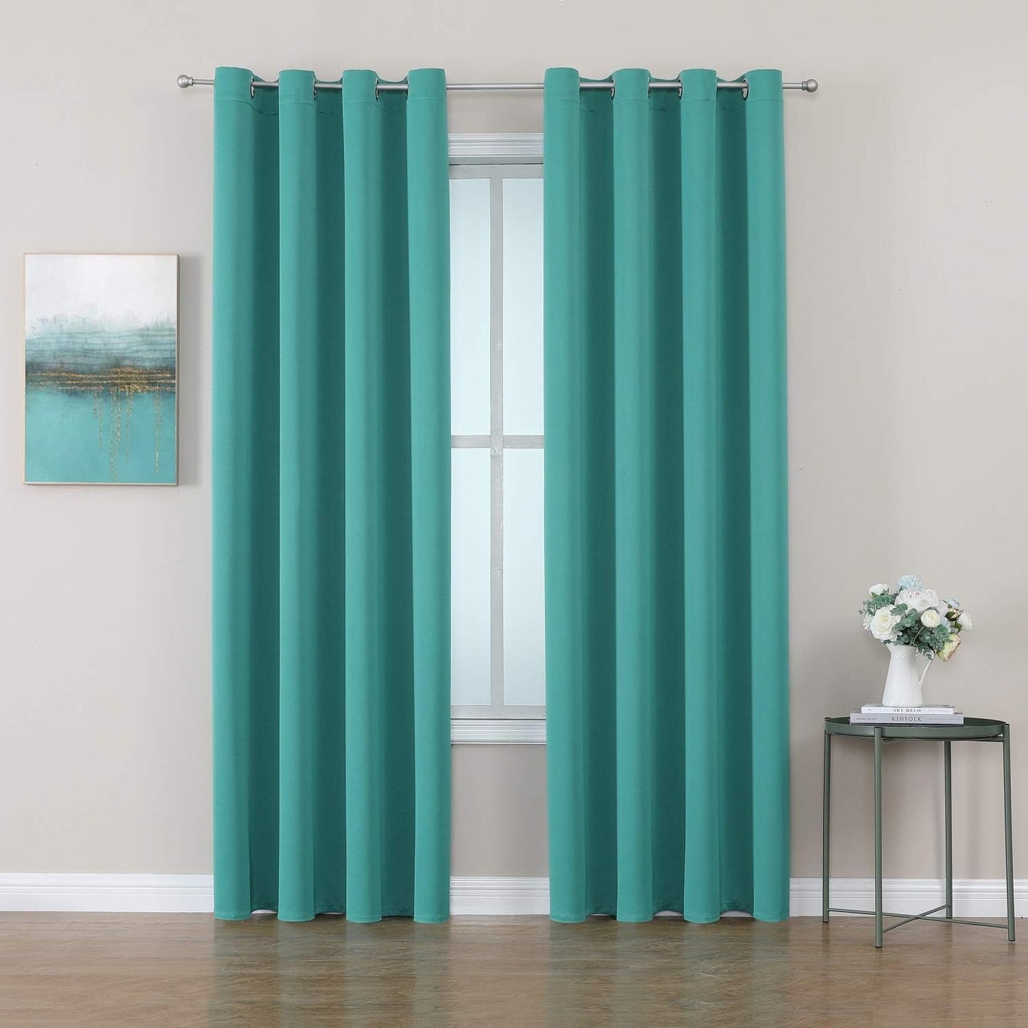 ChrisDowa Room Darkening Curtains 90 Inches Long 2 Panels Set for Living Room, Grommet Thermal Insulated Blackout Curtains for Bedroom (Teal, 52 x 90 Inch)