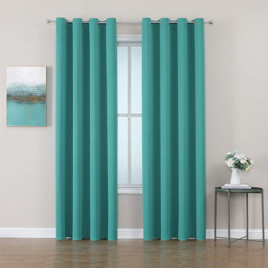 ChrisDowa Grommet Room Darkening Curtains for Bedroom and Living Room - 2 Panels Set Thermal Insulated Blackout Curtains (Teal, 52W x 84L)
