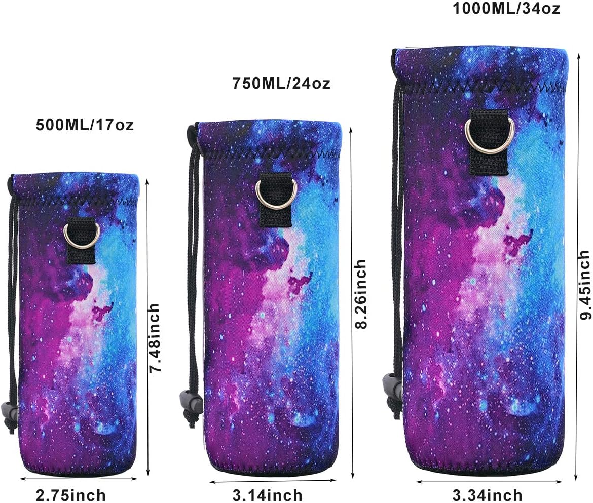 RICHEN Neoprene Water Bottle Carrier Bag with Adjustable Shoulder Strap,Insulated Water Bottle Cover for Stainless Steel/Glass/Plastic Bottles