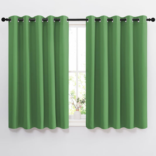 NICETOWN Bedroom Blackout Curtains and Drapes - Window Treatment Thermal Insulated Solid Grommet Blackout Draperies for Bedroom (Forest Green, Set of 2, 66 by 54 Inch)