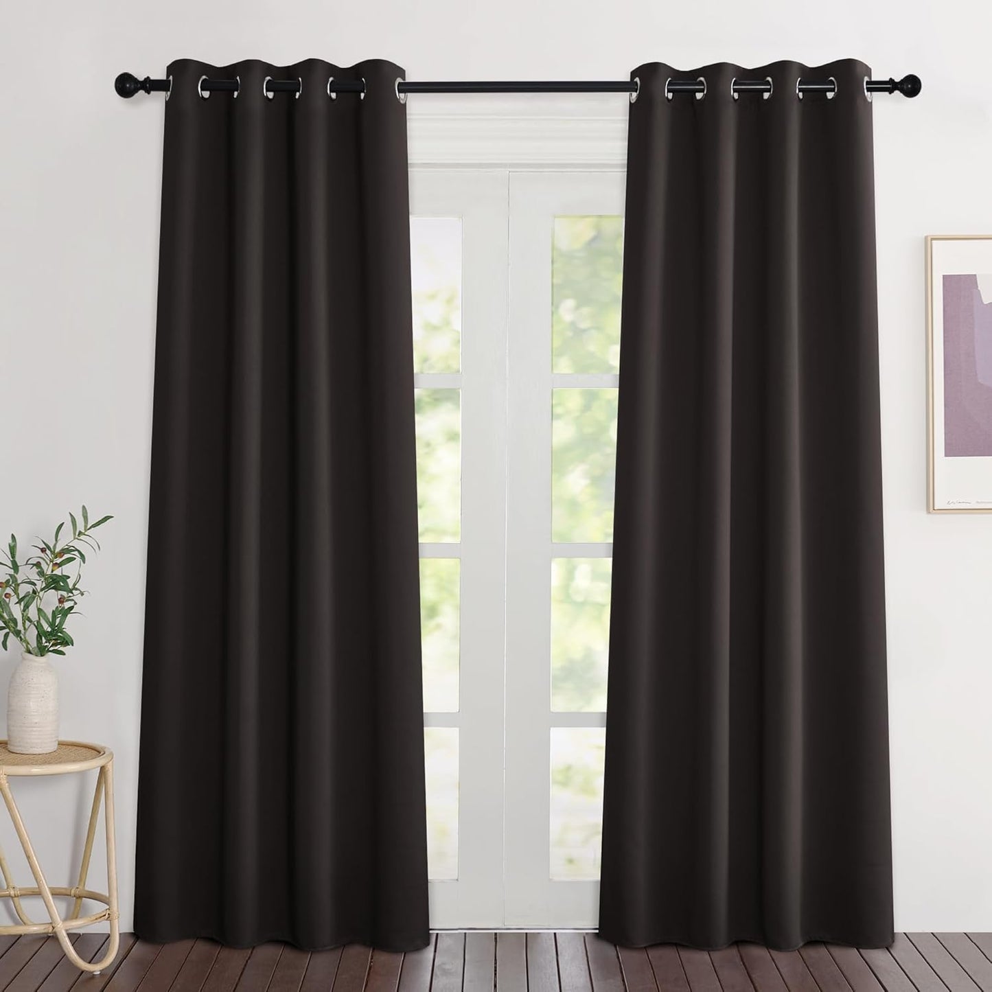 NICETOWN Toffee Brown Blackout Curtains 80 inch Length 2 Panels Set - Grommet Thermal Insulated Window Treatments Light & Sound Blocking Drapes for Living Room/Doorway, W46 x L80