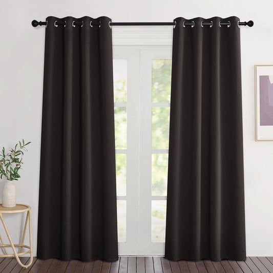 NICETOWN Toffee Brown Blackout Curtains 80 inch Length 2 Panels Set - Grommet Thermal Insulated Window Treatments Light & Sound Blocking Drapes for Living Room/Doorway, W46 x L80