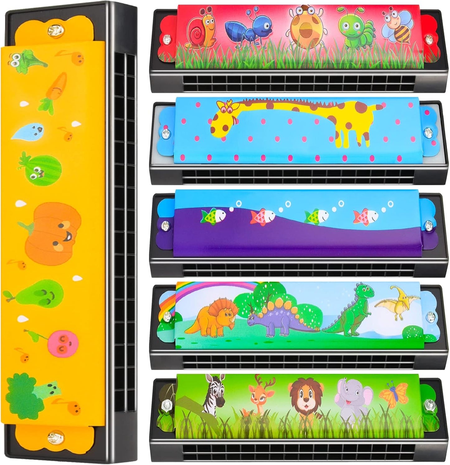 6 Styles Harmonica for Kids Lightweight Harmonicas with Double Row of 16 Holes Kids Harmonica Party Favors for Adult Beginners Musical Instrument Toy