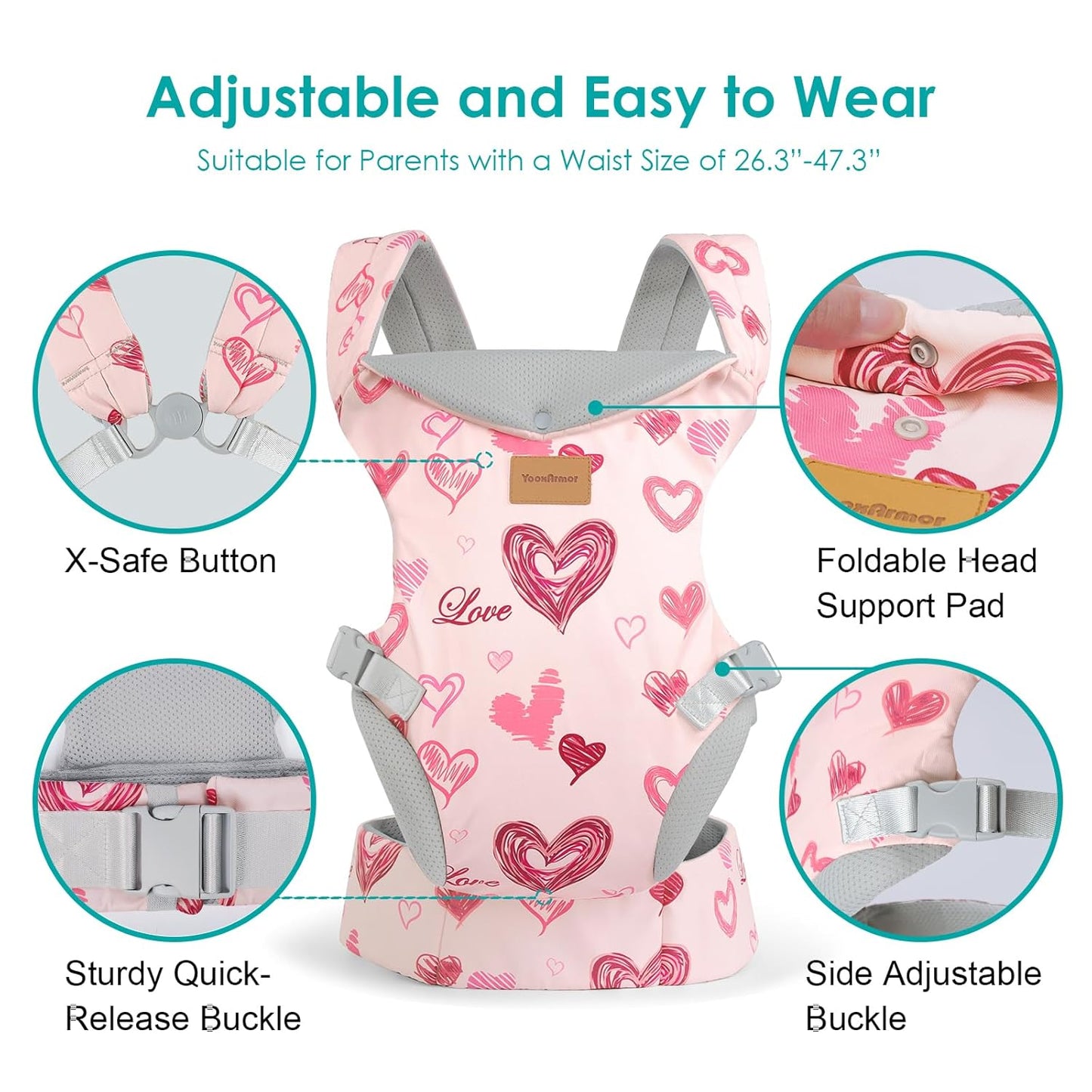 Baby Carrier Newborn to Toddler, Ergonomic Adjustable Toddler Carriers for 7-66 Lbs, Cozy Lightweight Infant Carrier with Neck Support, Baby Holder Carrier with Lumbar Support for Mom Dad
