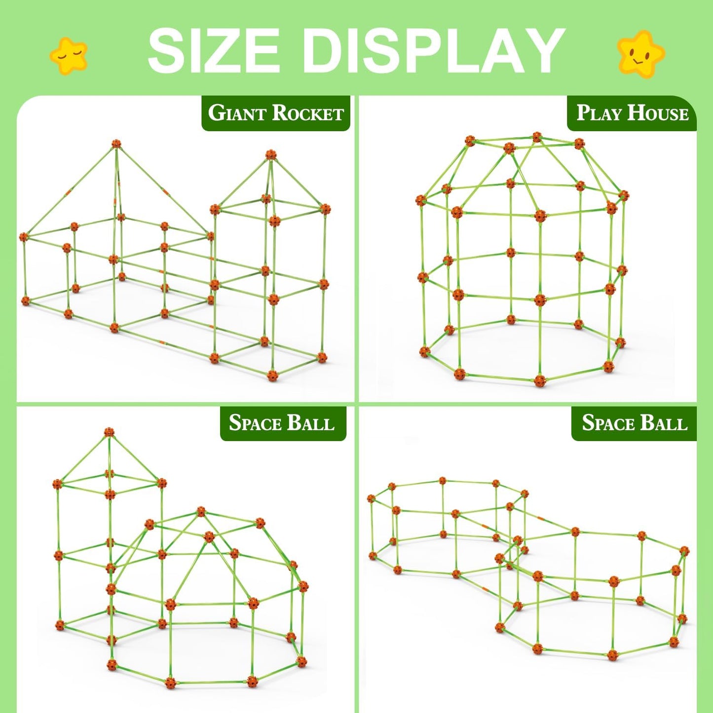 Fort Building Kit for Kids,STEM Construction Toys, Educational Gift for 3 4 5 6 7 8 9 10 11 12 Years Old Boys and Girls,Ultimate Creative Set for Indoor & Outdoors Activity,140 Pcs,Orange