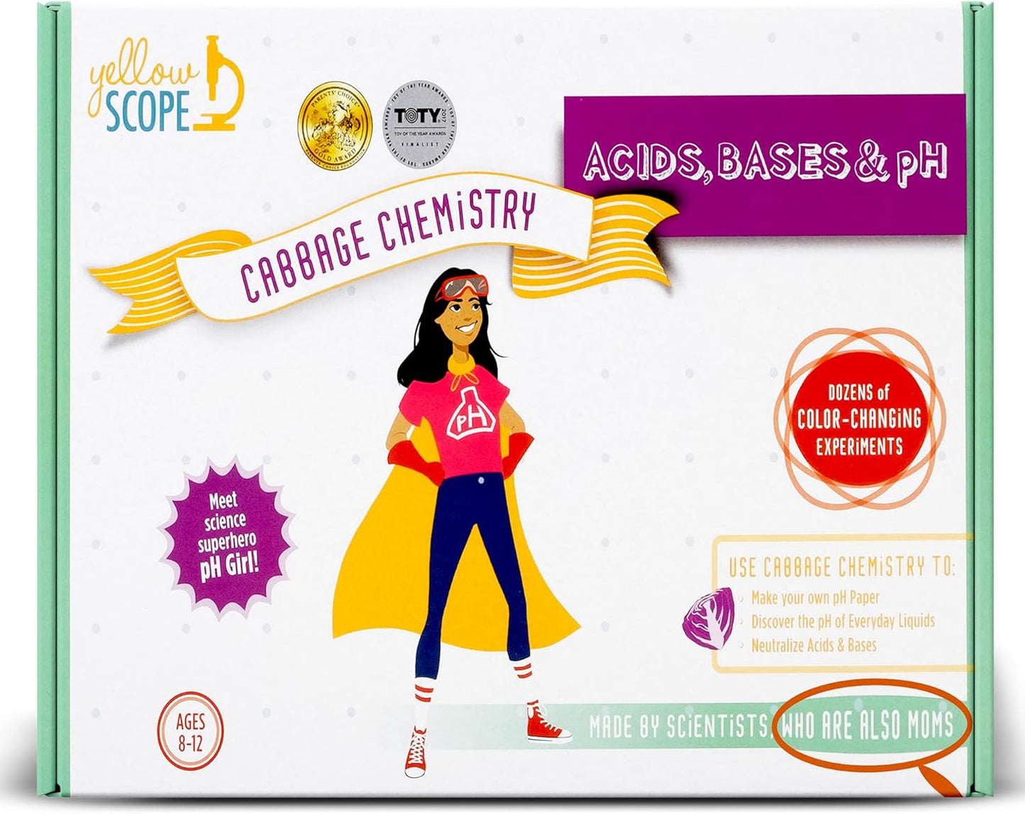 Science Kit for Kids, Acid, Base & pH Kit for Girls and Boys, Cabbage Chemistry, STEM Learning Color Changing Experiment, Kids Ages 8-12