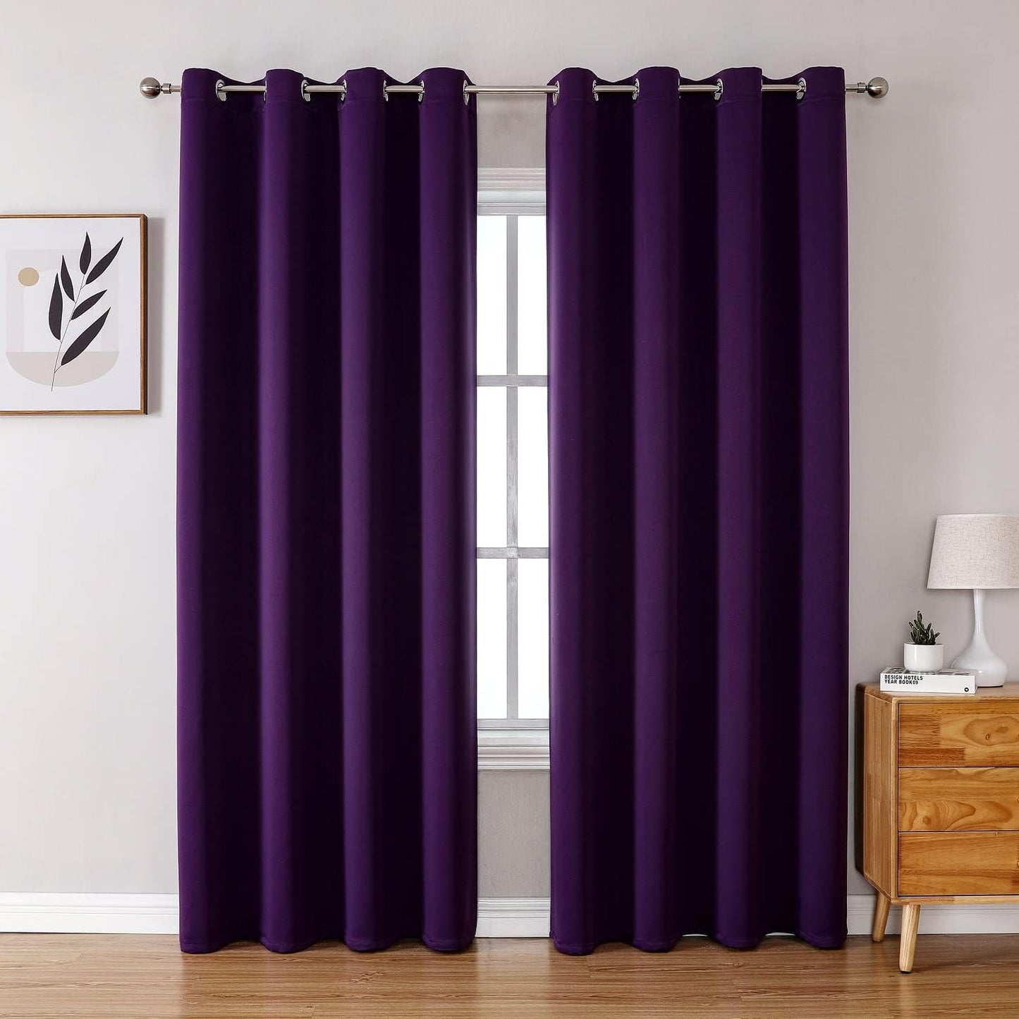 ChrisDowa Blackout Curtains 90 Inches Long 2 Panels Set for Living Room, Grommet Thermal Insulated Room Darkening Curtains for Bedroom (Royal Purple, 52 x 90 Inch)