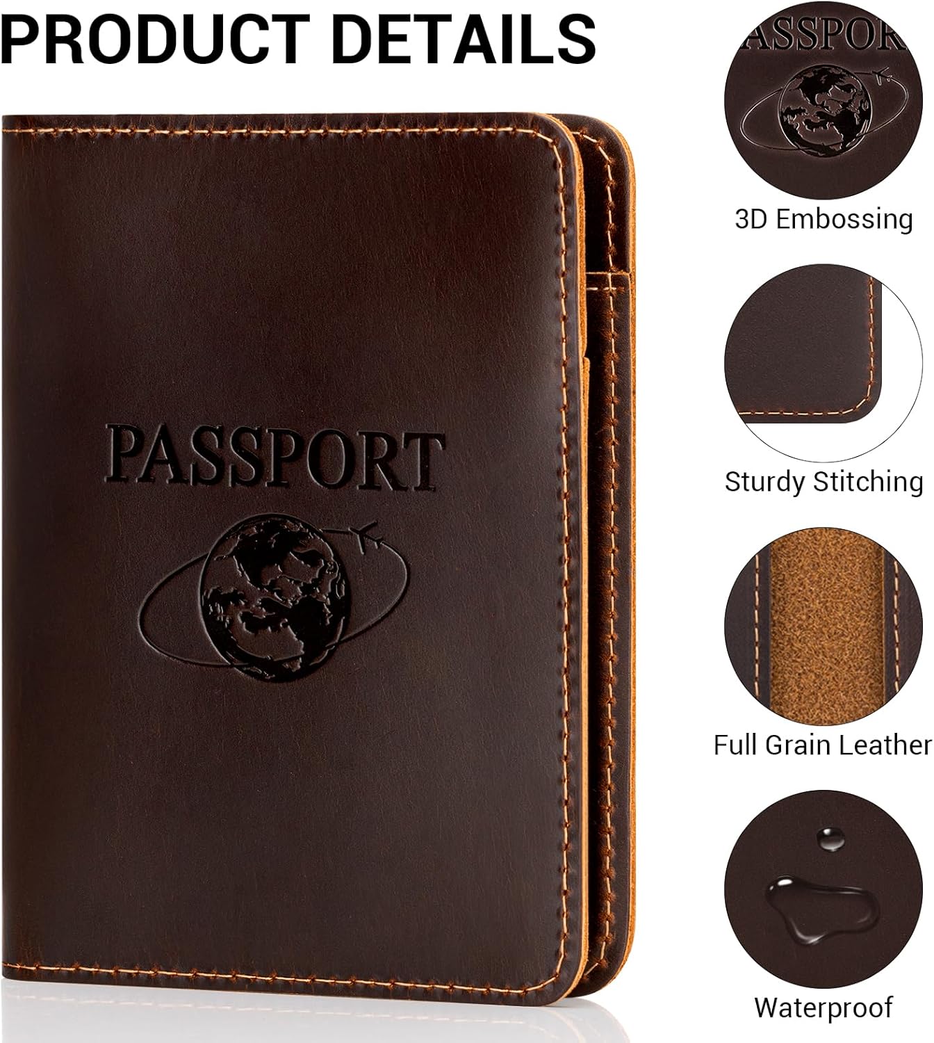 BIAOTIE Premium Leather Passport Holder Covers, Rfid Travel Wallet Passport Document Holder, Travel Essentials Wallet Cover Case for Men and Women (Coffee Brown)