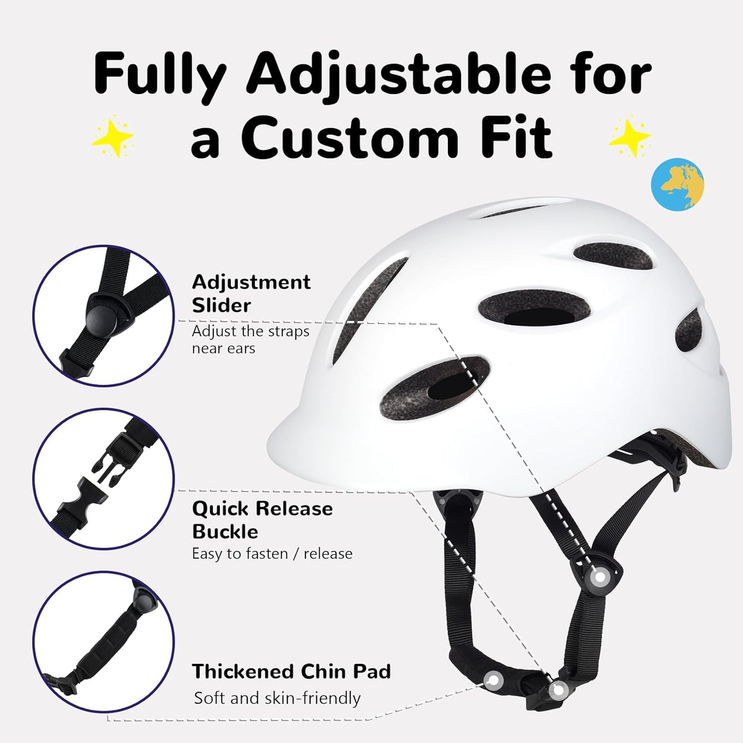 Kids/Youth Bike Helmet for Boys Girls and Teens, Adjustable and Multi-Sport for Bicycle, Kick Scooter, Skateboard, Roller/Inline Skate