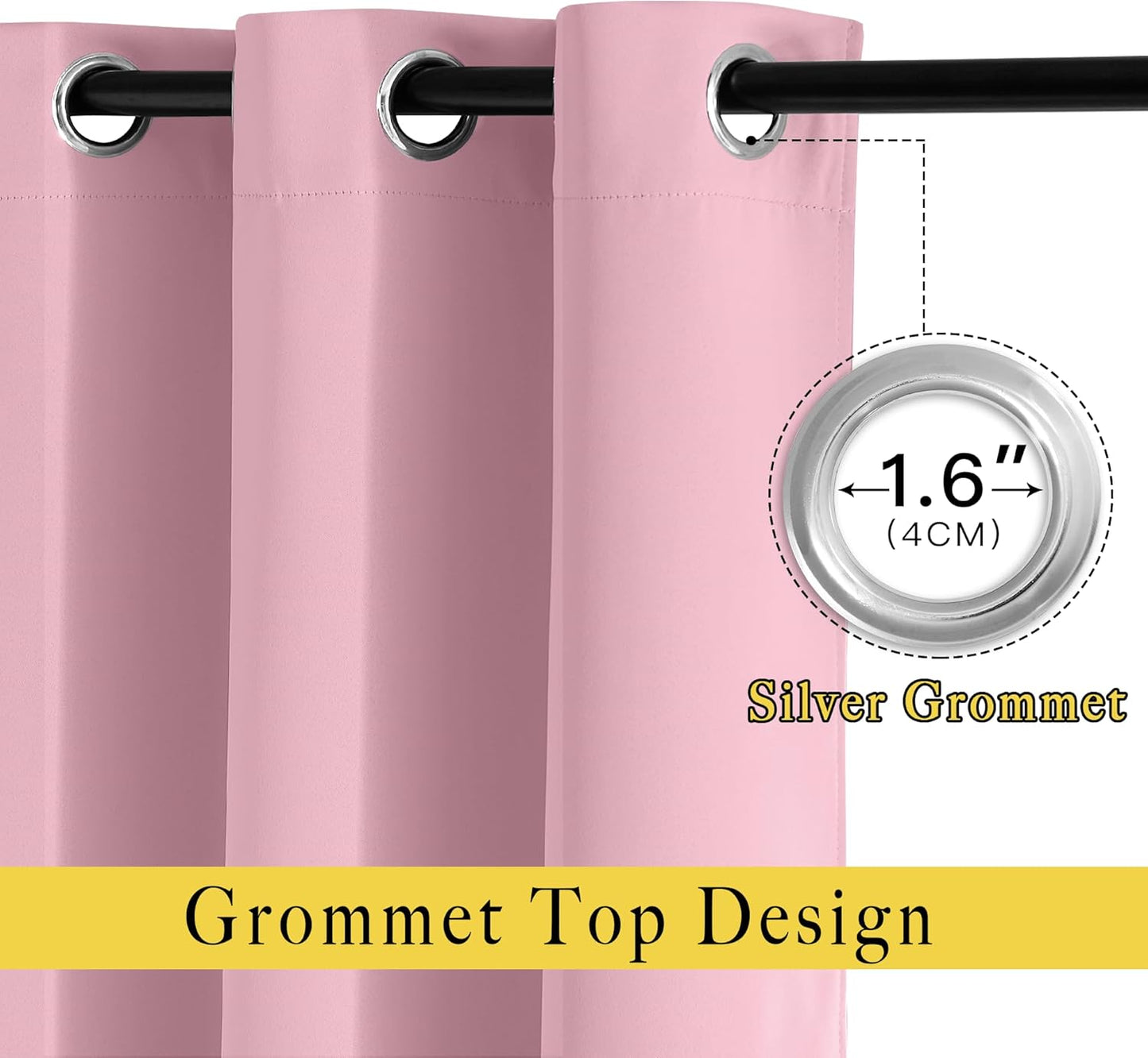 NICETOWN Crystal Pink Blackout Curtains for Living Room, Grommet Thermal Insulated Window Drapes Room Divider Blinds Sound Reducing for Living Room, W46 x L102, 2 Pieces