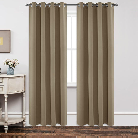 Joydeco Blackout Curtains 84 Inch Length 2 Panels Set, Thermal Insulated Long Drapes 2 Burg, Room Darkening Grommet Curtains for Living Room Bedroom Window