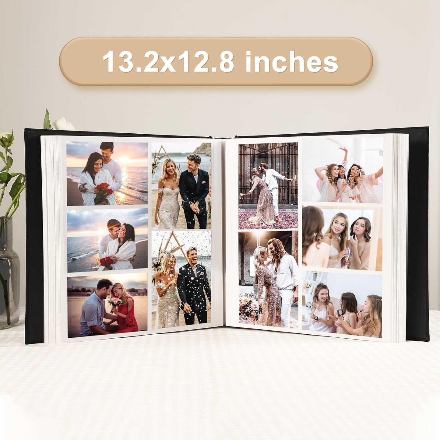 Photo Album Self Adhesive Pages Scrapbook Magnetic Photo Albums for 4x6 5x7 8x10 Pictures Sticky Pages Books for Baby Family Wedding 13.2x12.8 LightBlue 60 Pages