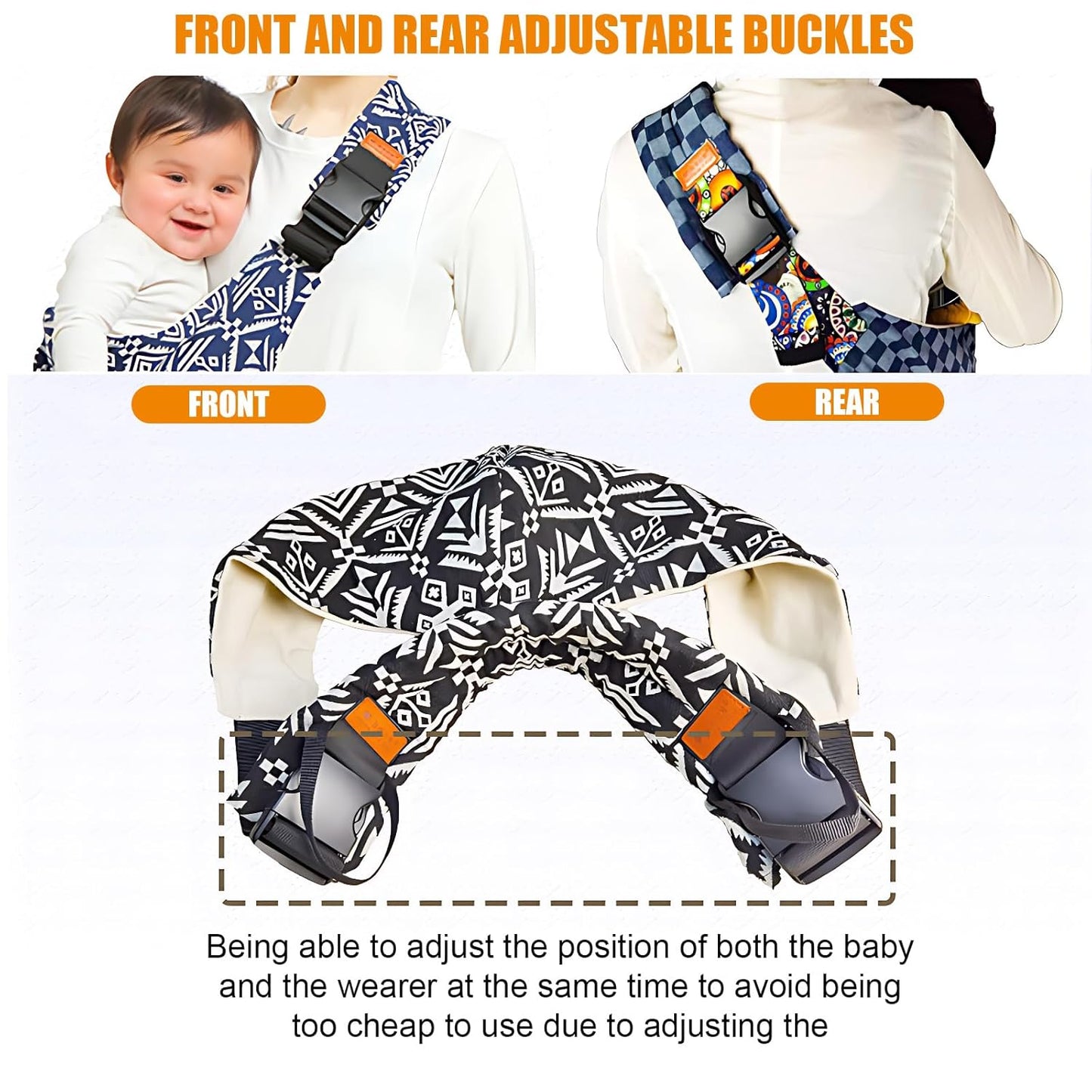 Baby Sling Carrier Newborn to Toddler Adjustable One-Shoulder Design with Hip Seat Support, Labor-Saving Baby Wraps Carrier 10-30 lbs(Gray)