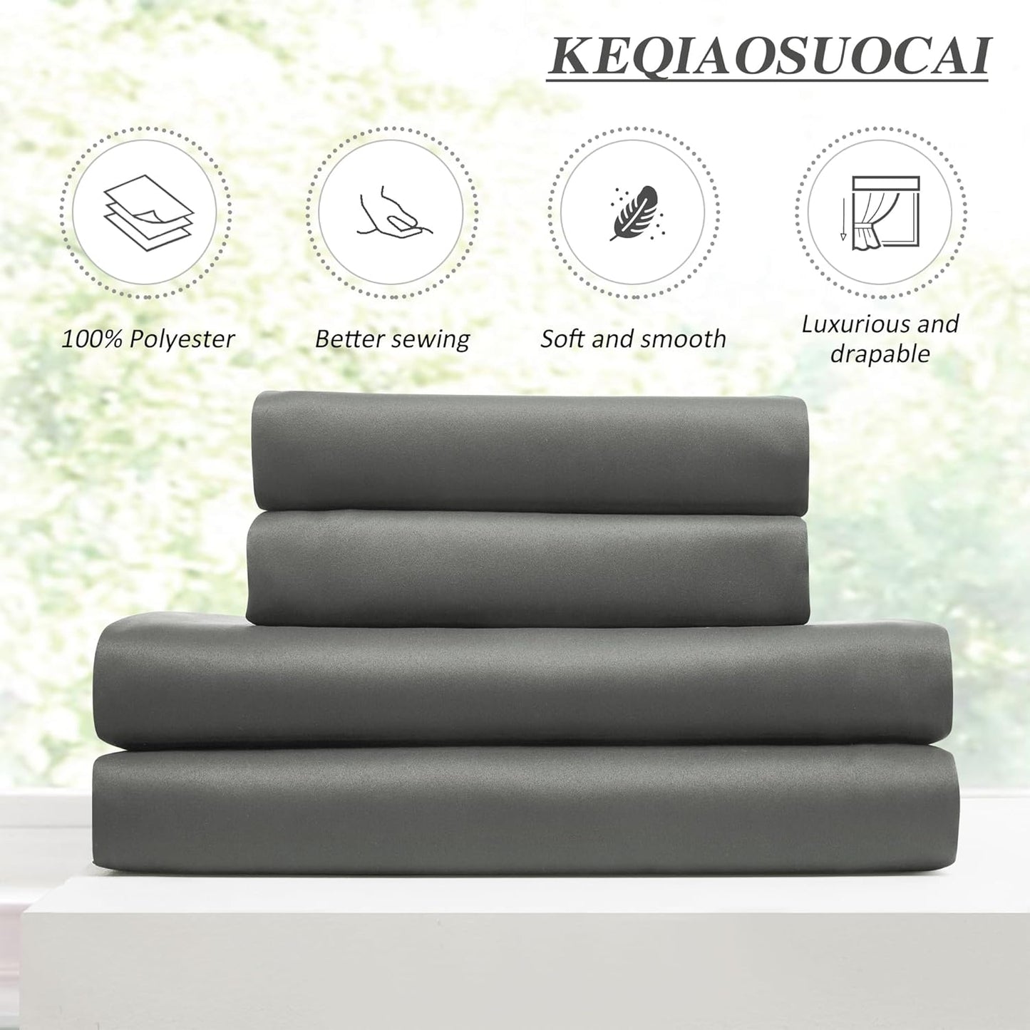 KEQIAOSUOCAI Custom Pleat Block Out Bedroom Curtains & Drapes 92 Inches Long, Thermal Insulated Cabin Accordion Style Vertical Pleat Draft for Living Room 40 x 92-inch,Grey Color