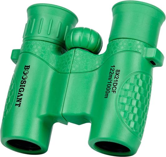 Binoculars for Kids 8x21, Gift for 3-12 Years Boys & Girls, Compact Kids Binoculars High-Resolution Shockproof Mini Binoculars for Bird Watching, Hiking, Camping, Travel Green 301