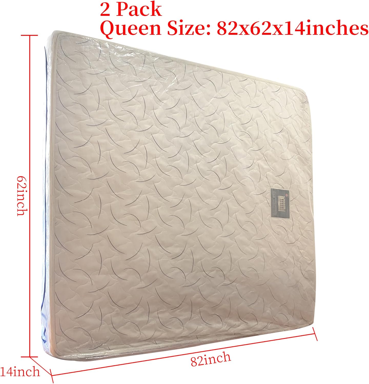 2 Pack Queen Mattress Bags for Moving and Storage-5 Mil Zipper Plastic Waterproof Mattress Storage Bags