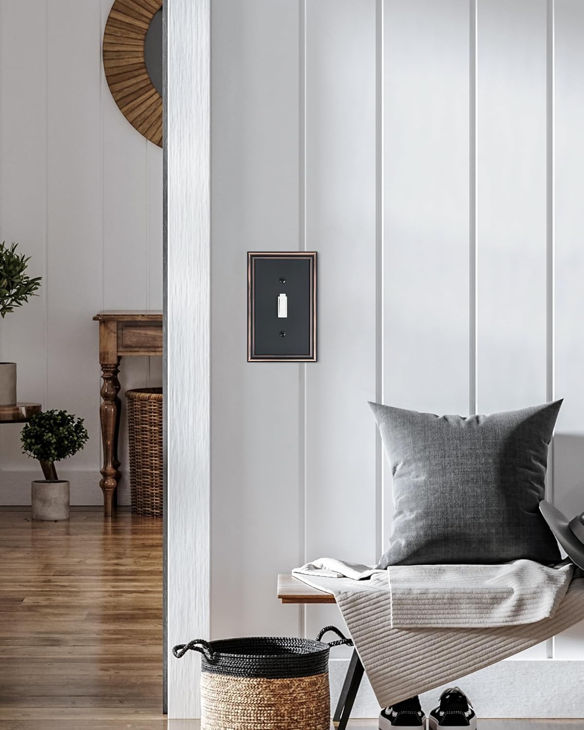 6-Pack Single Toggle Light Switch Cover Plate, Durable Solid Zinc Alloy Decorative Switch Plate Covers, Aged Bronze 1 Gang Wall Plate, Corrosion Resistant