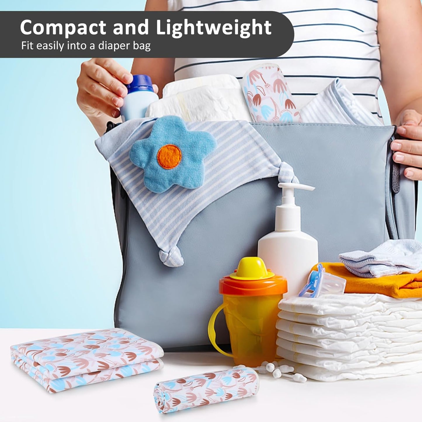 Baby Diaper Changing Pad, 21 5/8" x 31.5" Waterproof Changing Pad Liners - Reusable Soft and Absorbent Portable Changing Mat(Tulip1PCS)