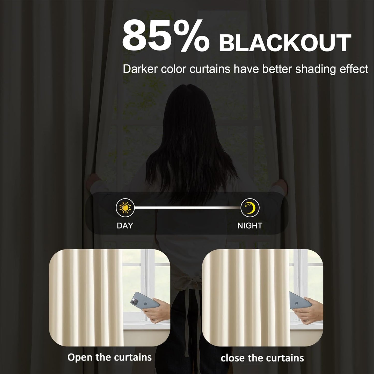 KEQIAOSUOCAI Blackout Sliding Glass Door Curtains 2 Panels Set,80 Inch Wide Room Divider Room Darkening Window Treatment Soundproof Track for Bedroom/Living Room 80 x 84 Inches Long, Cream Beige