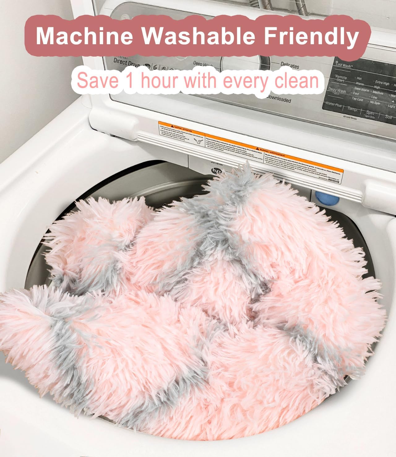 ONASAR 6x9 Area Rugs for Living Room Bedroom, Washable Large Fluffy Pink and Grey Throw Rug, Geometric Soft Plush Shaggy Fuzzy Floor Carpet for Nursery Kids Girls Boys Teen Dorm Home Office Decor