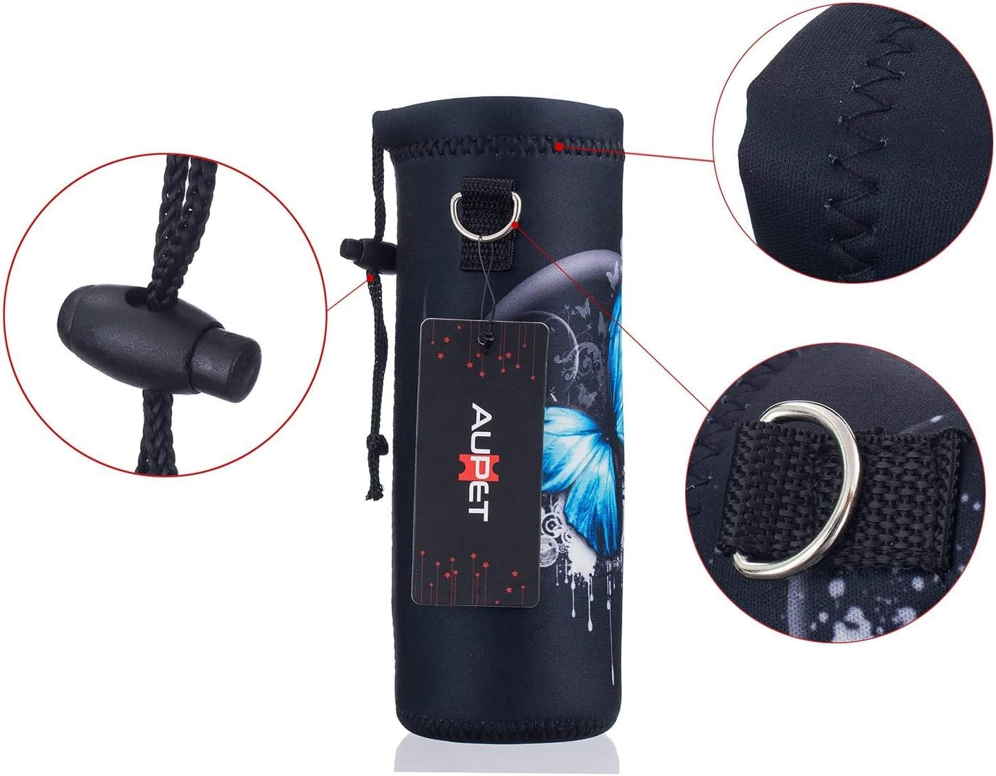 AUPET Water Bottle Bag Carrier,24oz/32oz Insulated Neoprene bottle Sling Holder Case Pouch Cover for 1000ML/750ML Bottles with Shoulder Strap for walking