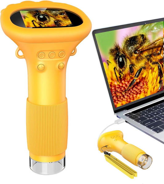 Microscope for Kids, Educational Science Kit Toys Portable Handheld Magnifying Glass, Macro Fixed Focus Digital Kid Microscopes Up to 1000x Magnification,4X Zoom, Interactive Learning, Ages 3+