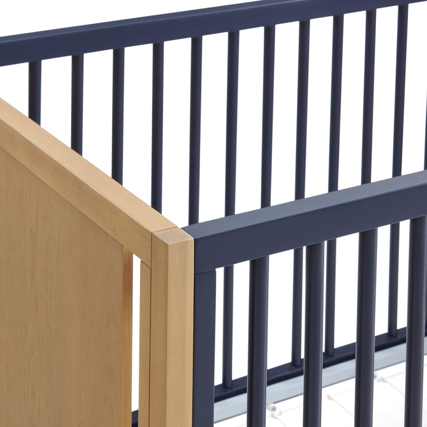 Nurture& The Crib - Baby, Toddler Convertible Crib | Sustainable Non-Toxic Materials | 3 Adjustable Heights - Grows with Your Baby (Modern, Navy)