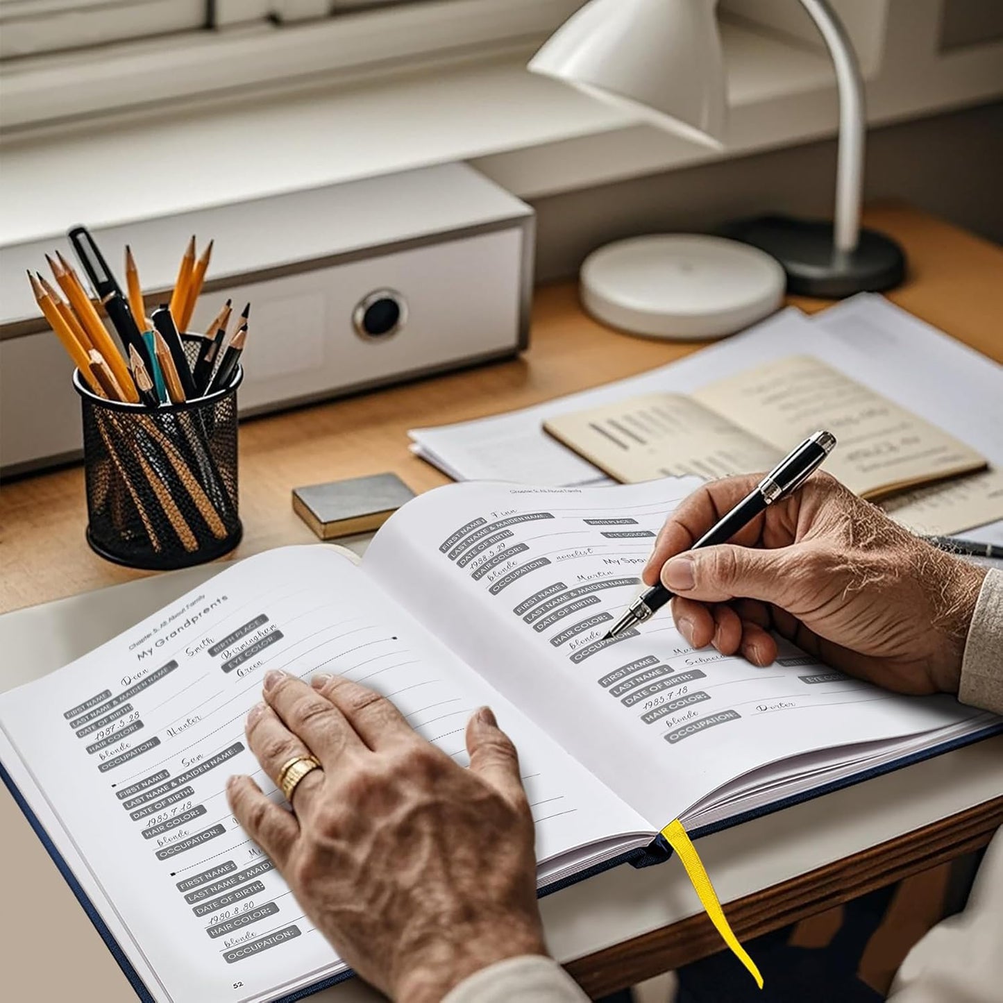 Artmag Grandpa's Life Story Journal Family Keepsake Book Linen Hardcover for Grandpa to Share His Memories, with 250+ Prompt Questions Gift for Birthday Father's Day Christmas (Dark Green)