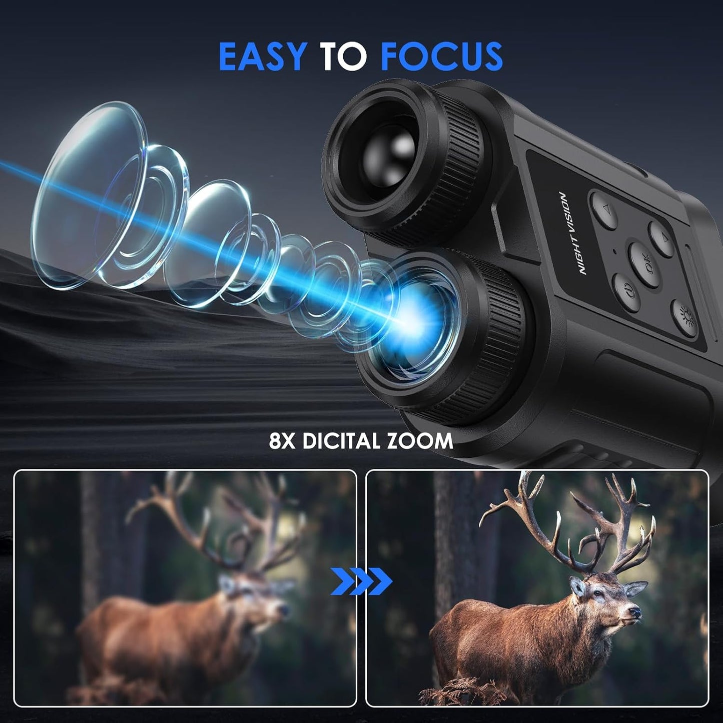 Night Vision Goggles,Compact Night Vision Binoculars,32GB Card Included, Photo/Video Capture,Outdoor Tools for Education, Wildlife Watching,Gifts for Boy, Gifts for Men, Gifts for Father (Black)