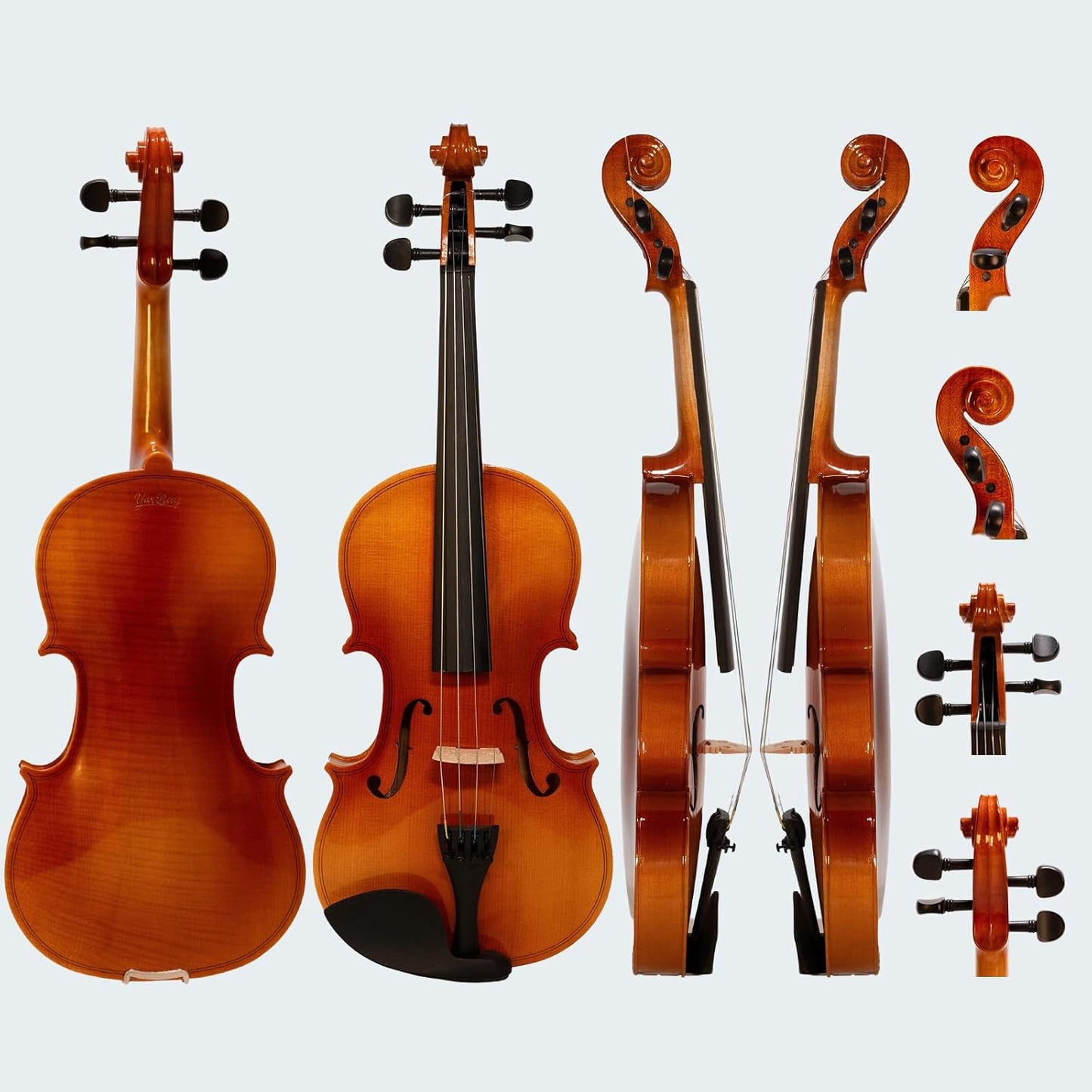 Violin 4/4 Full Size Kit for Adults Beginner, Violin Fiddle Set for Student with Rosewood Bow, Extra Strings&Bridge, 2 rosins, Tuner, Fingerboard Stickers, Shoulder Rest, Case (Plywood)