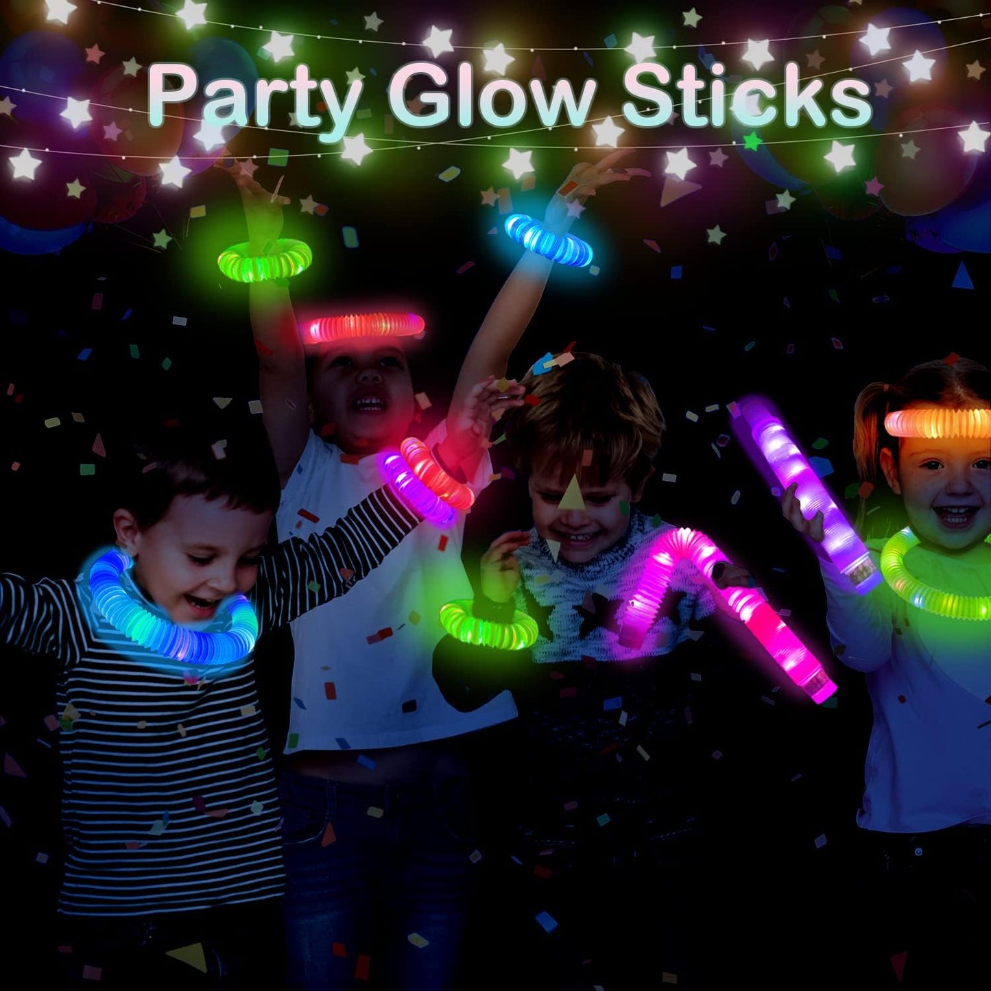 Glow Sticks Party Favors for Kids 12 PCS-Glow in Dark Party Supplies for Toddlers Halloween, Light Up Necklace Bracelet Accessories for Boys Girls, Neon Decorations for Birthday Dance Camp Care