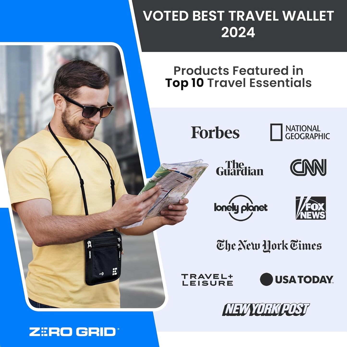 Neck Wallet for Travel & Passport Holder with RFID Blocking - Slim & Easy to Conceal Nylon Travel Pouch for men & women - Holds Phone, Cash, Cards, Keys - Sweat & Water Resistant - X-Large - Black