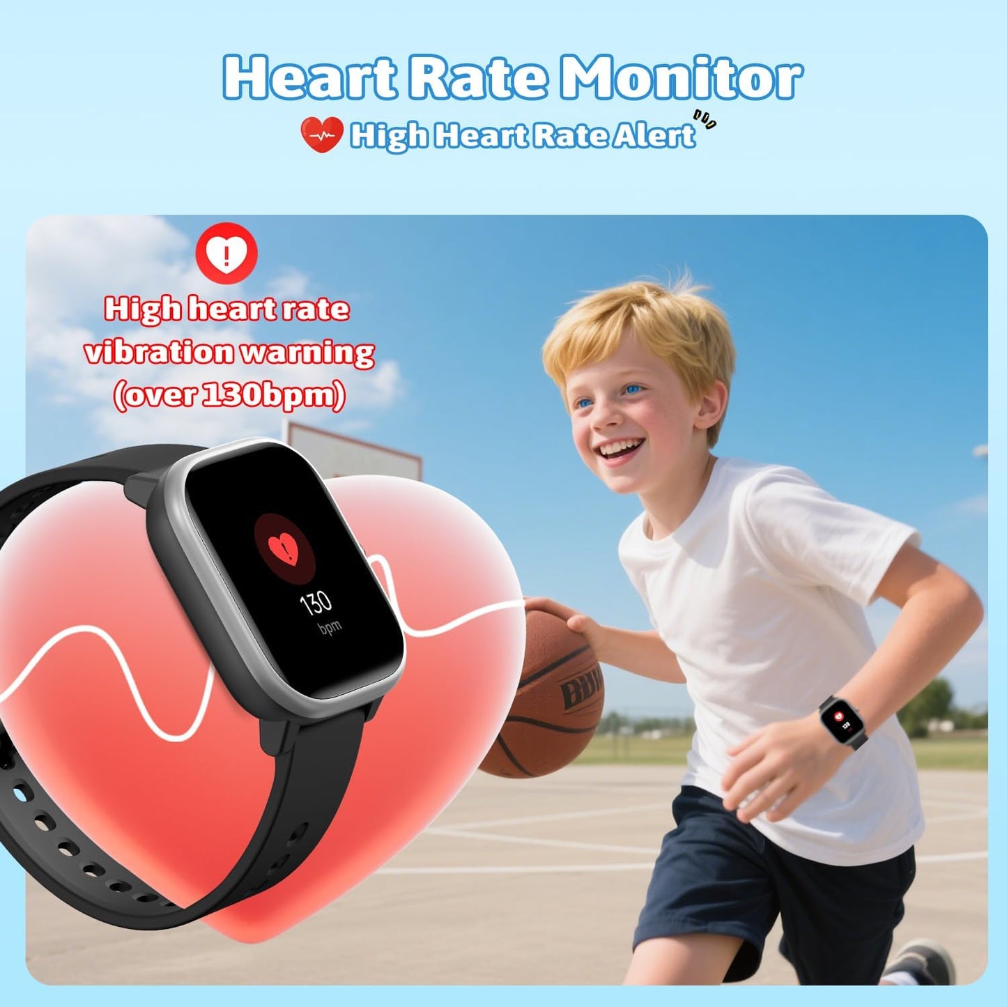 Smart Watch for Kids Girls Boys No APP/Phone Needed, 1.8" IP68 Waterproof Sport Kids Watch Pedometer, Heart Rate, Sleep Monitor, Step Counter, 12 Puzzle Games for Girls Boys Teens 6-16