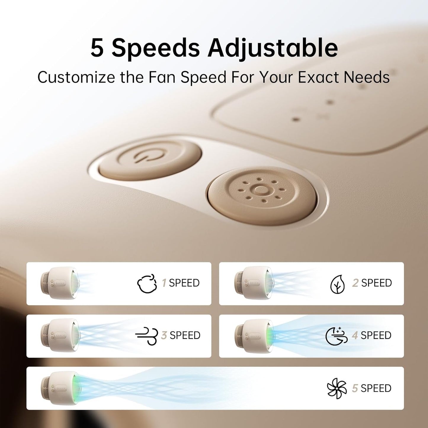 JISULIFE Stroller Fan Baby Large, Safe Bladeless for Crib, Desk, 4000mAh Battery Rechargeable Portable Cooling Fan with Air Turbo Tech, Night Light, Food-Grade Gift for Mom/Dad/Friend - Brown