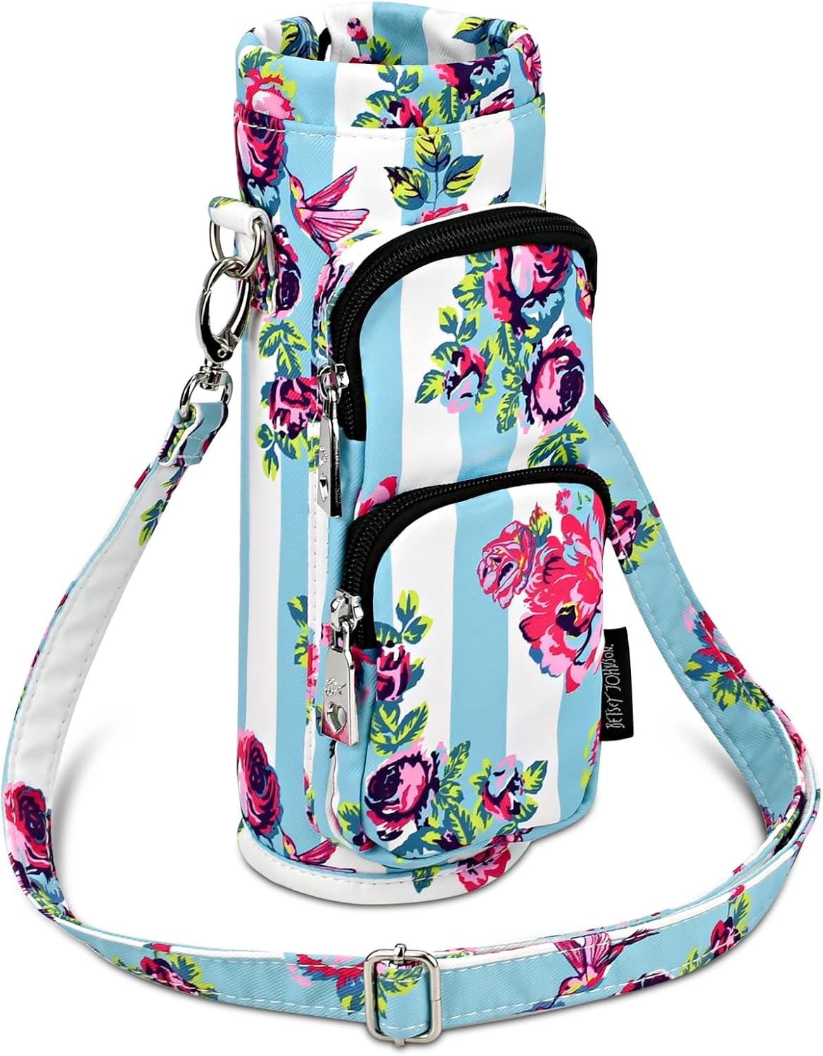 Betsey Johnson Insulated Water Bottle Pouch Holder Carrier Crossbag with Adjustable Shoulder Strap - Lightweight Polyester Accessories with Pockets Good for Hiking Sports