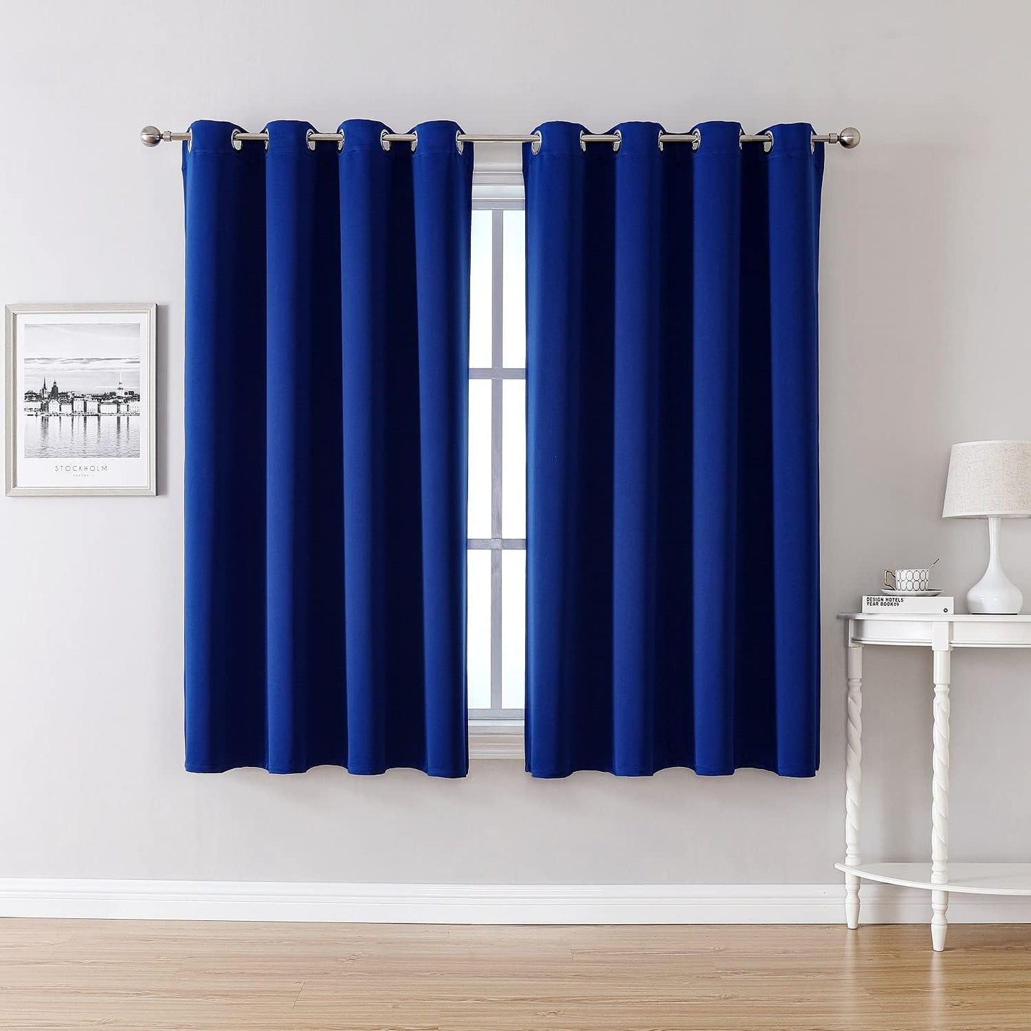 ChrisDowa Grommet Blackout Curtains for Bedroom and Living Room - 2 Panels Set Thermal Insulated Room Darkening Curtains (Royal Blue, 52W x 45L)