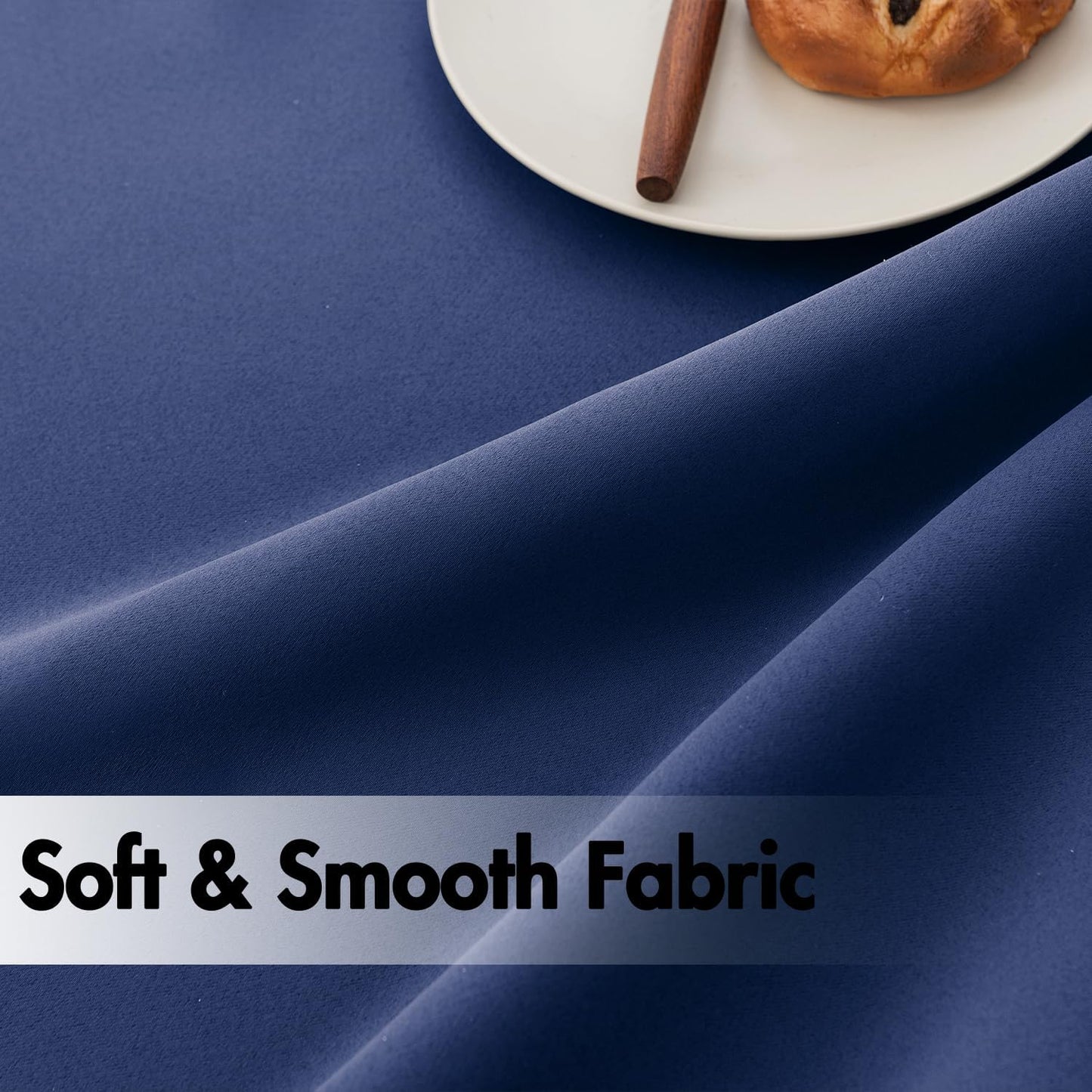 ANRODUO Back Tab Blackout Curtains for Bedroom Living Room, Rod Pocket Pinch Pleated Thermal Insulated Room Darkening Curtains 90 Inches Long 2 Panels, Navy Blue, 42 x 90 Inch