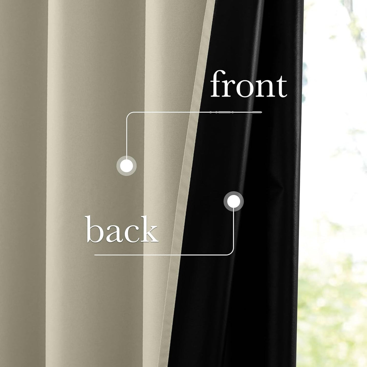 NICETOWN 100% Blackout Curtains for Living Room, Grommet Travel Blackout Curtains Lightweight Thermal Window Treatments Easy to Install for Bedroom, Muted Beige W52 x 72, 2 Panels