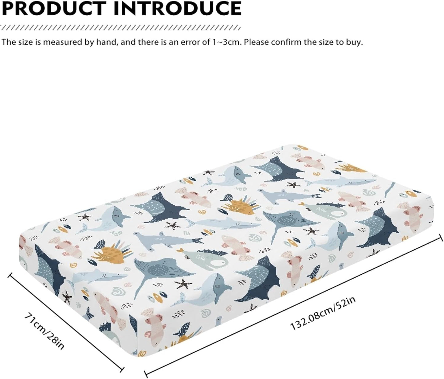 Colorful Fishes Fitted Crib Sheet Ocean Animals Baby Crib Sheet Fit Standard Crib and Toddler Mattress,Crib Mattress Sheets for Boys Girls 28"x52"