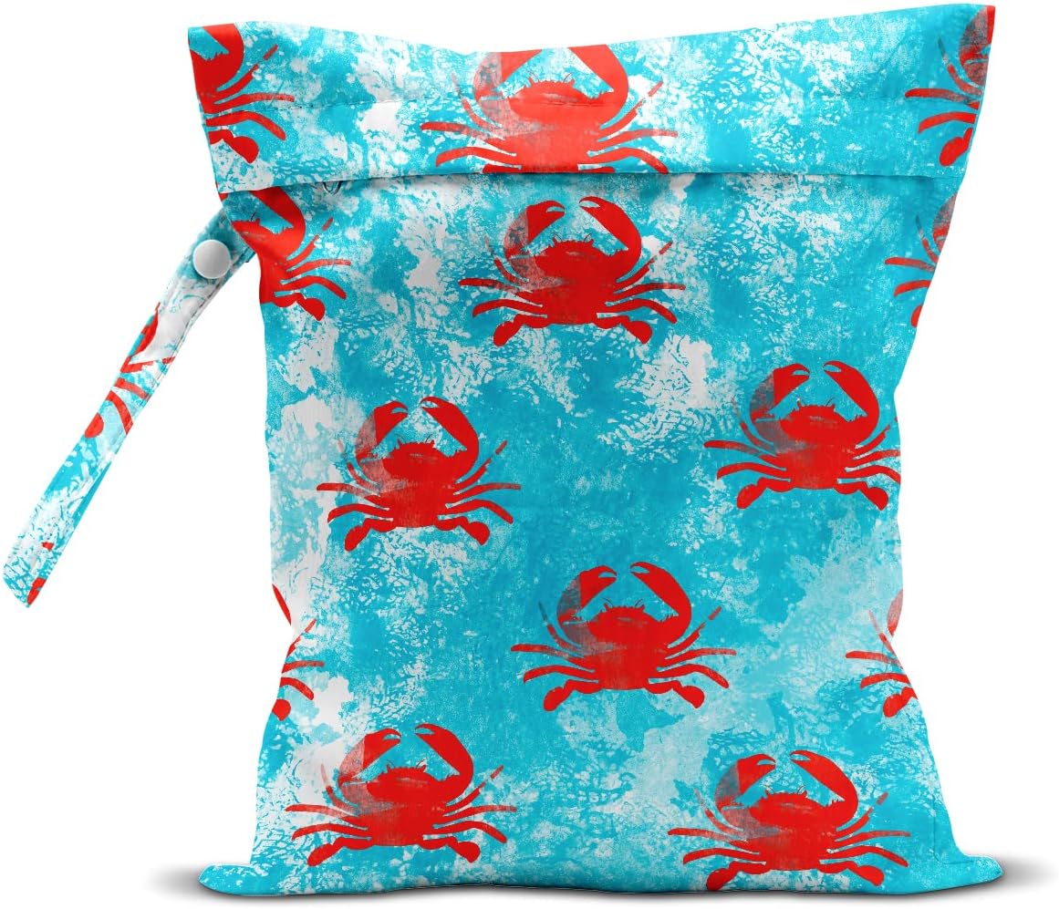Wet Bag, Wet Dry Bag, Wet Bag for Swimsuit, Travel, Beach, Pool, Diapers, Dirty Yoga Gym Clothes, Makeup Bag, Waterproof Reusable Beach Bag Ocean Decor Starfish Sea Horse Anchor