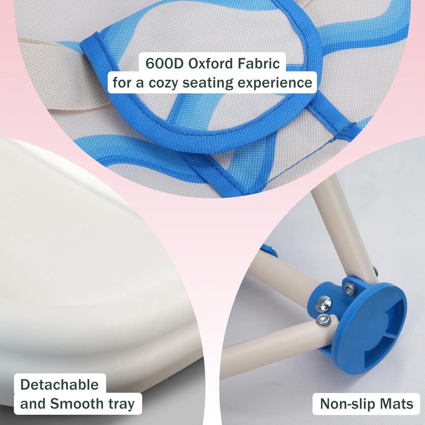 Tiny Marvels Portable 3-in-1 Baby Booster Seat, Cozy Floor Seat, Feeding Seat with Tray, Compact Foldable Toddler Booster with Child Safety Belt Carry Bag, Perfect for Travel (Big Waive)