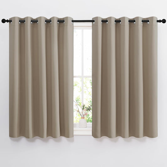 NICETOWN Room Darkening Curtains and Drapes for Bedroom - Grommet Energy Saving Thermal Insulated Light Blocking Window Treatments for Kitchen (Taupe, 1 Pair, W66 x L54)