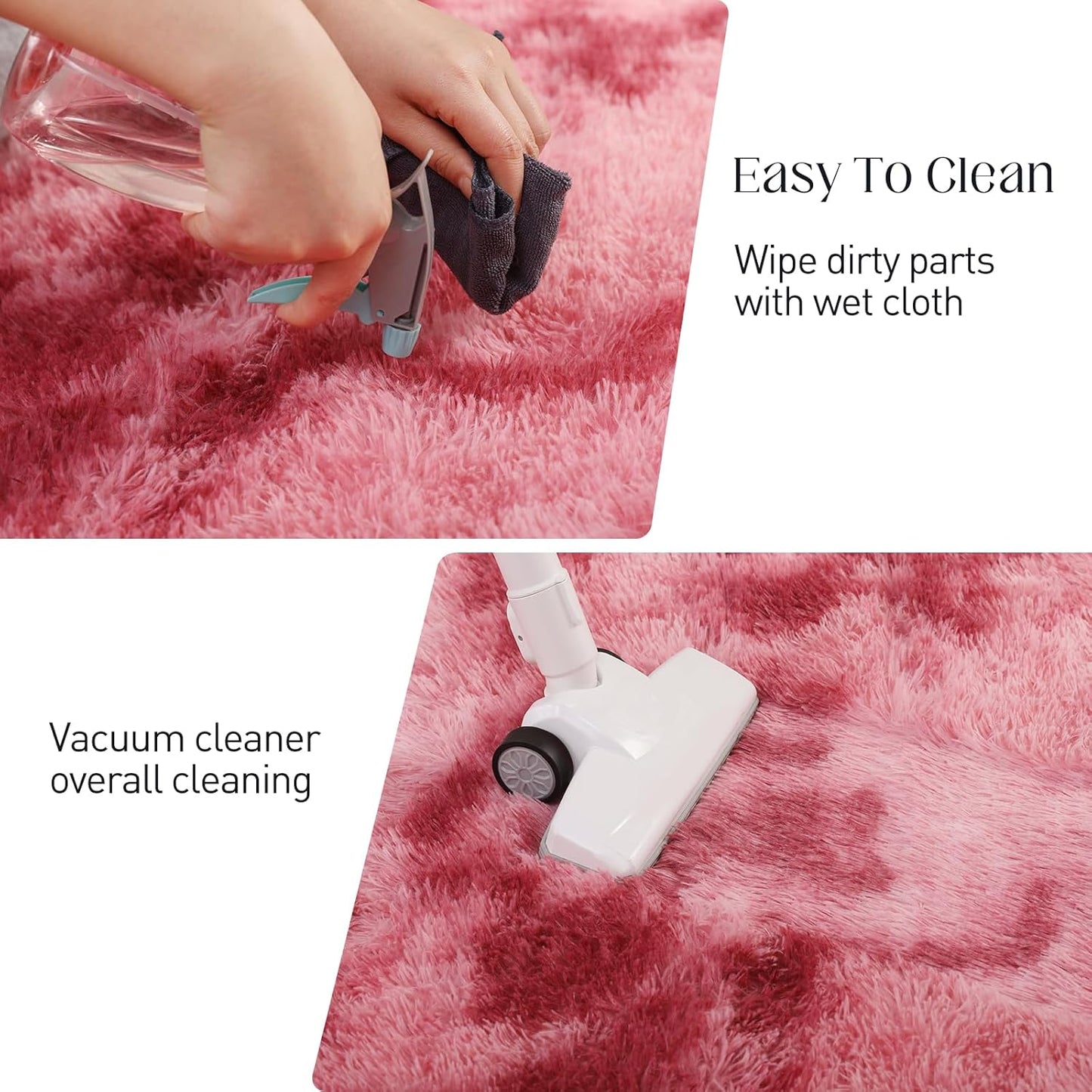 Luxury Area Rug, 6x9 Rugs for Living Room, Ultra Soft Rugs for Bedroom, Non-Slip Indoor Carpet for Nursery, Kids Room, Playroom, Home Decor, Tie-Dyed Dark Pink