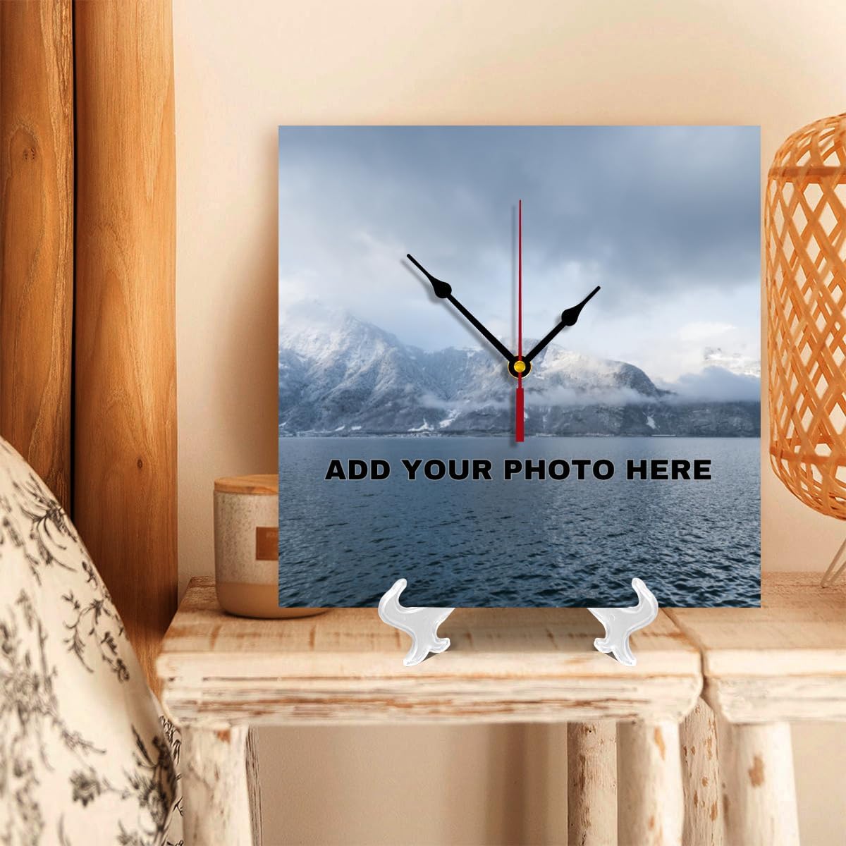 Generic Custom Wall Clock Personalized Wall Photo That PVC Customized Round Silent Clock for Living Room Wedding Friend Family Lover, 10inch-25cm