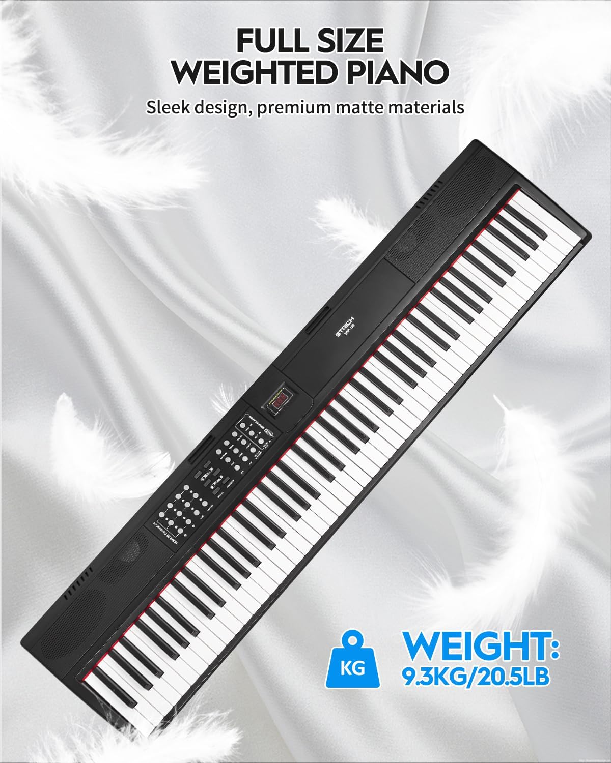 STRICH 88 Keys Weighted Keyboard Piano with Stand & Sustain Pedal, Hammer-Action Digital Piano, Full-size Electric Piano Keyboard Supports USB-MIDI/Wireless Connect, 15W×2 Built-In Speakers, SDP-120