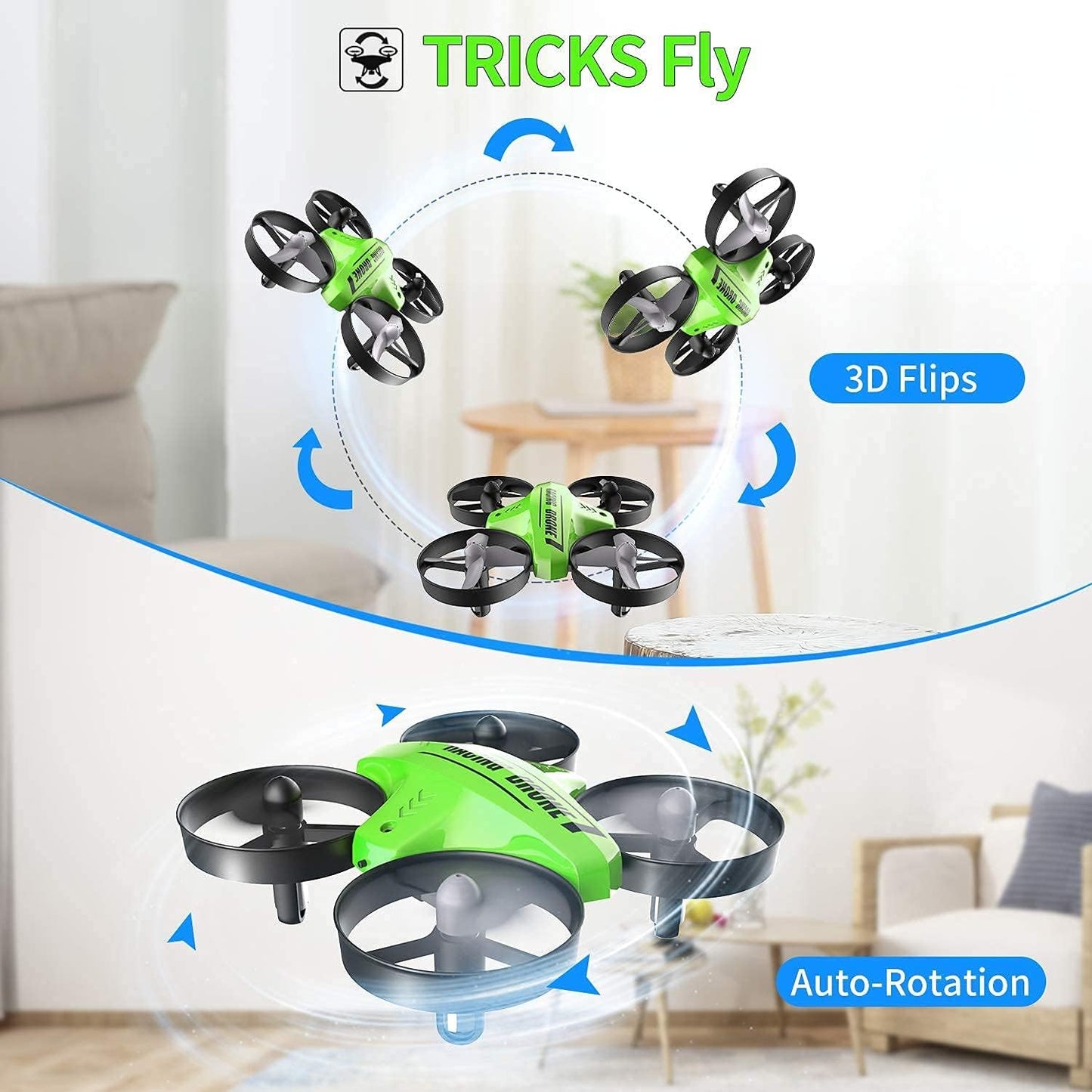 Mini Drone Easy to Fly Drone for Kids & Beginners, Indoor Outdoor Nano RC Helicopter Quadcopter with Auto Hovering, Headless Mode, Remote Control, Children's Day Gift for Boys Girls -Green